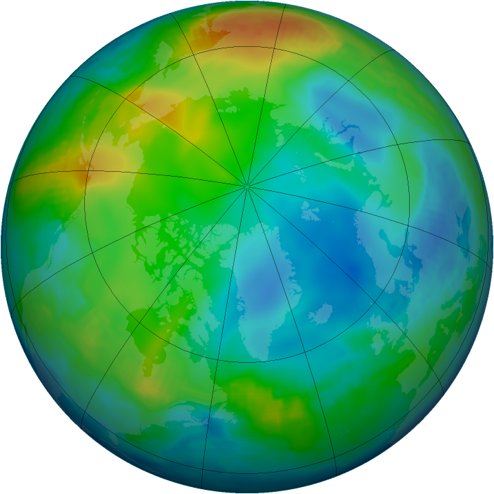 Arctic ozone map for 01 December 1997